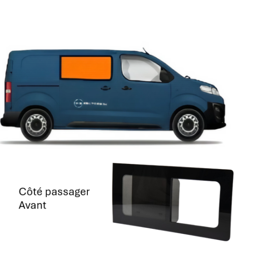 Fenêtre vitrée latérale Jumpy et Expert après 2016 Carbest | emplacement côté passager avant