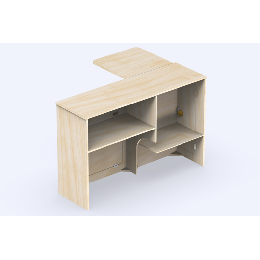 Meuble latéral universel A2V2 avec table Simple Vans | Aménagement bois contreplaqué pour van L1 | Arrière