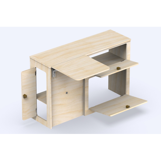 Meuble latéral universel A2V2 avec table Simple Vans | Aménagement bois contreplaqué pour van L1 | Ouvertures