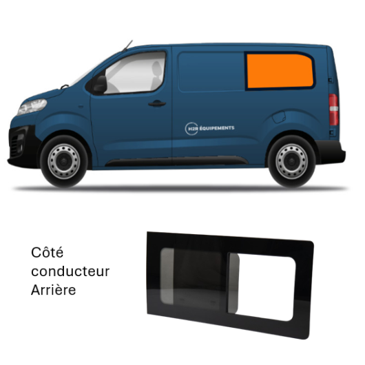 Fenêtre arrière côté conducteur Jumpy 3 et Expert 3  Carbest | emplacement sur la carrosserie avec texte descriptif