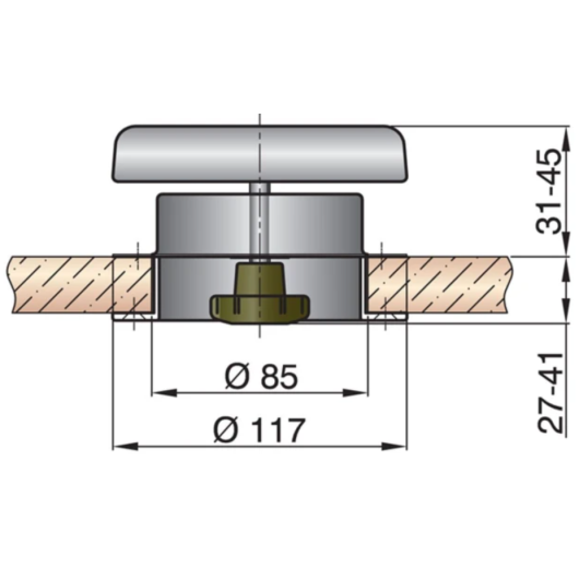 Aérateur de pont passif Portos noir Vetus | Ventilation voilier, bateau & van et fourgon aménagé | dimensions