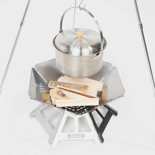 Barbecue compact au charbon Fire Pack Boxio | Brasero pour camping, van aménagé & CarLife | Feu