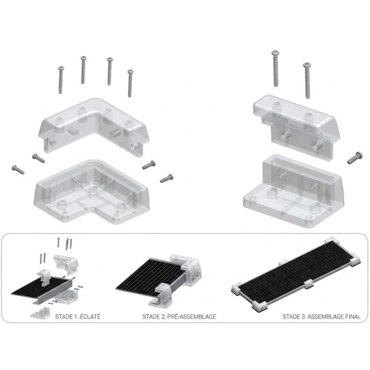 vu 3D cornières panneau solaire ENERGIE MOBILE avec visserie inox pour montage