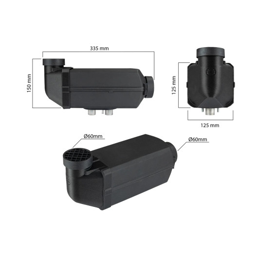 AUTOTERM Sortie 90° pour chauffage à air | Air 2D schéma dimensions