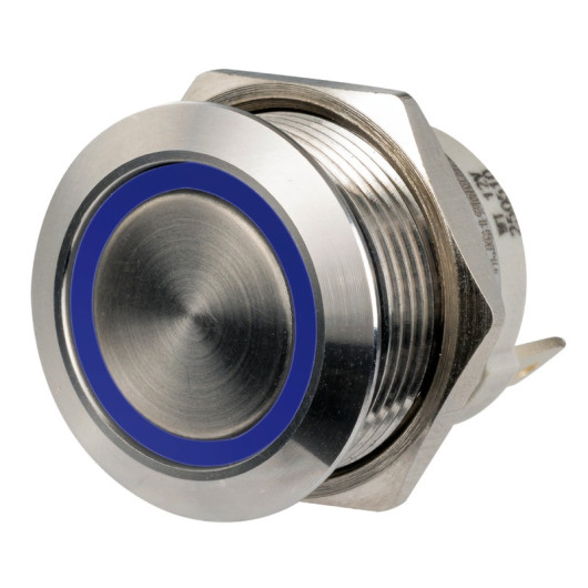 Interrupteur FLAT inox ON‑OFF 12/24V LED bleue | OSCULATI | Van, bateau & camping‑car