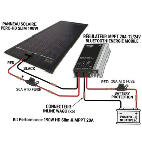 C66445 KIT panneau solaire 190 W spacial van avec régulateur MPPT R10 ENERGIE MOBILE et accessoire de montage