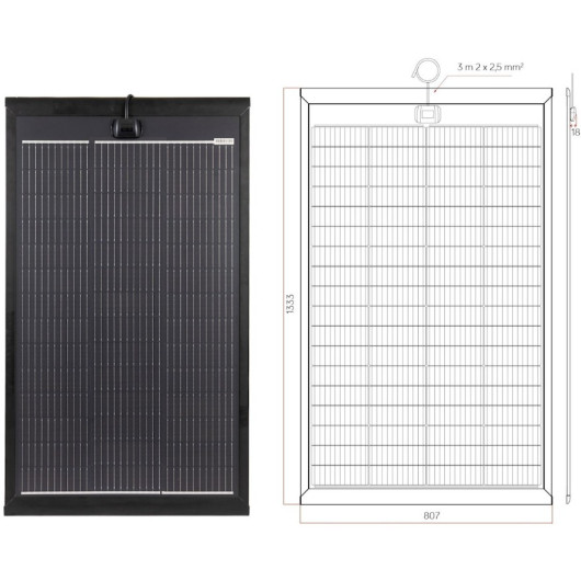 Dimensions du panneau solaire energie mobile Slim HD 190W