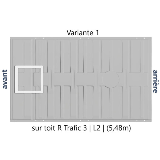 Toit de R trafic 3 longueur 2 avec emplacement de cadre adaptateur pour lanterneau 40x40.