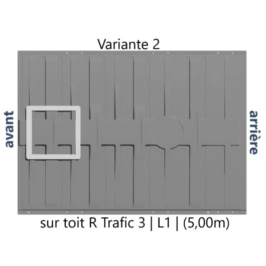toit de R trafic 3 longueur 1 avec emplacement de cadre adaptateur pour lanterneau 40x40