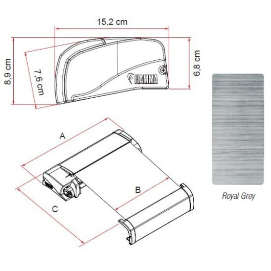 Kit Trafic 3 store + adaptateur Fiamma F40van | shéma dimensions du store