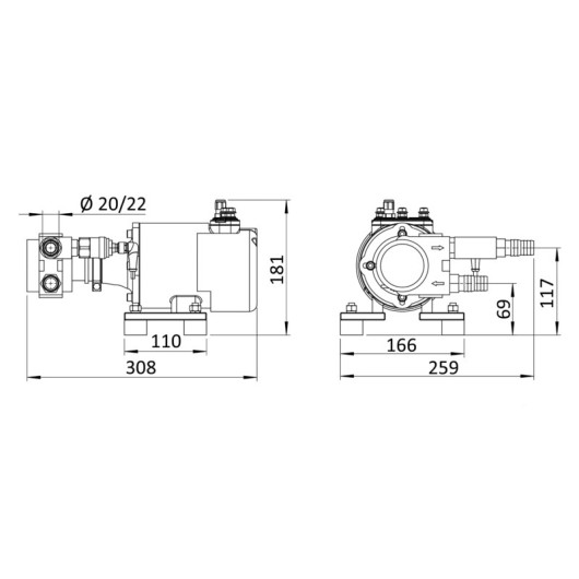 Dessalinisateur Schenker QUBE 100  100 L/h 12 V & 24 V | Osmose inverse pour traitement eau de mer | dimensions de la pompe