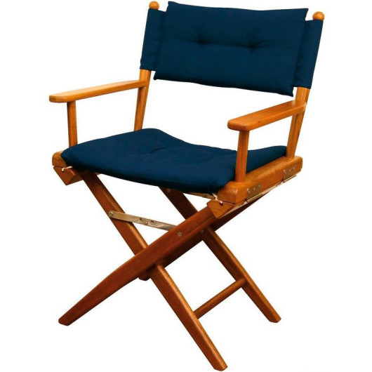 Fauteuil de pont pliant ARC Marine - chaise en teck pour bateau, van et camping-car - bleu