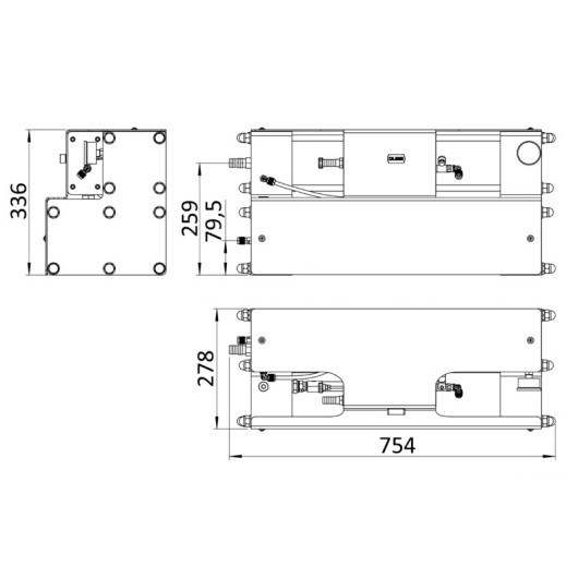 Dessalinisateur Schenker Qube 100 24 V, 100 L/h commande Basic | Bateau de croisière hauturier | vue de dessus et de face