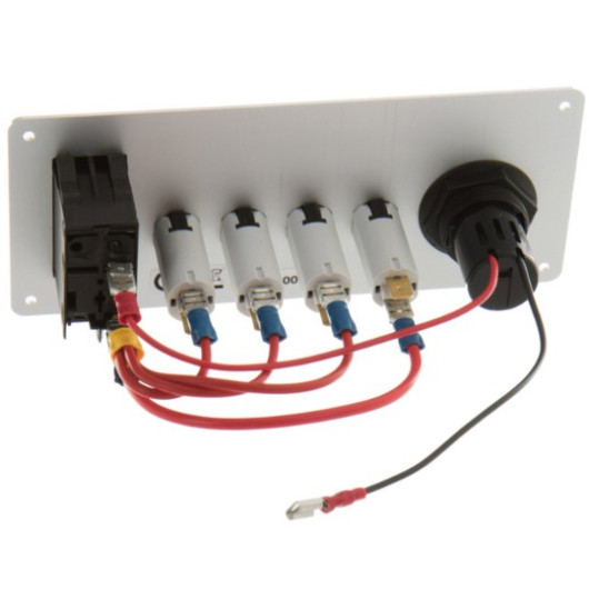 vu arrière et connexions Panneau de Contrôle Électrique 12V Checkpanel 714 Protection & Recharge USB - Carbest