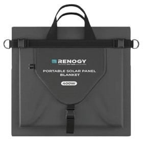 panneau solaire portable 400 w RENOGY, vu déplié avec vu plié et lanières de portage