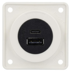 Prise Double USB-A + USB-C 12V - BERKER Integro BERKER Prise double USB A et C vu avant couleur noir mat