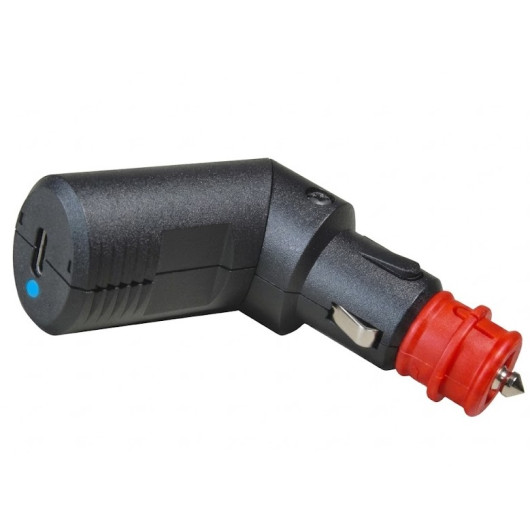 Prise allume cigare sortie USB C 60W - PC - QC - PROCAR vu de côté coudée