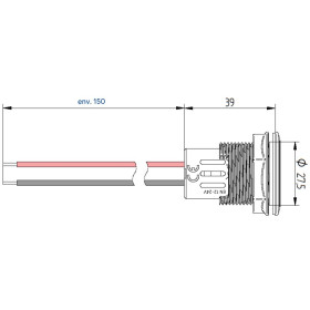 C62899 - Prise USB-C encastrée Procar 60W 5 à 20V, vue de côté avec câble de connexion.