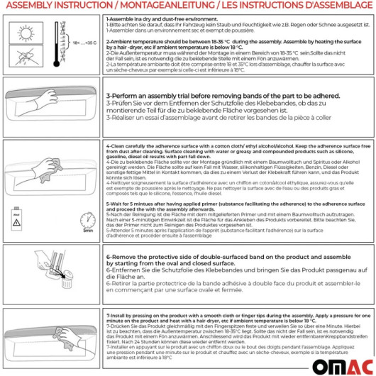 Couvre éclairage de plaque Inox VW T6 Omac - protection à coller sur hayon du van - guide de montage