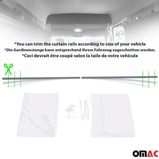 Rideau séparation cabine universel van et fourgon - Omac avec rail - Accessoire vanlife - explication du montage