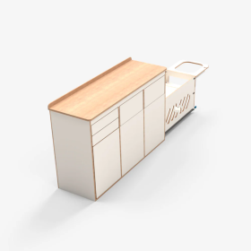 Meuble transversal avec tiroir cuisine extérieur EXOKIT Meuble en bois transversal avec tiroir cuisine pour fourgon | Aménagement van en contreplaqué