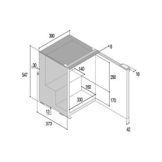 Réfrigérateur VITRIFRIGO C39P 39L 12/24V sans freezer gris ou noir | compact encastrable van bateau | dimensions