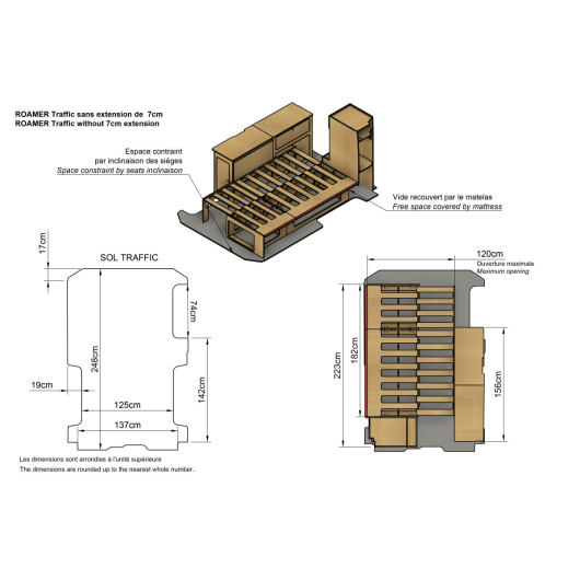 Kit meuble Roamer Trafic 3 Simple Vans | pack aménagement bois van et fourgon | H2R Equipements