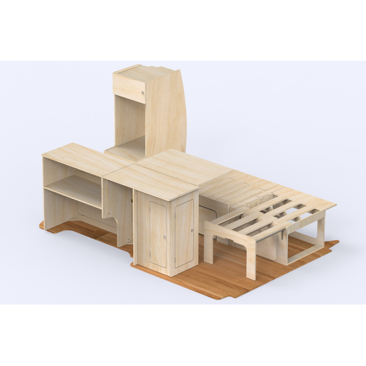 Kit aménagement Roamer universel Simplet Vans | pack meubles bois pour van et fourgon | H2R Equipements