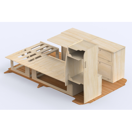 Kit aménagement Roamer universel Simplet Vans | pack meubles bois pour van et fourgon | H2R Equipements