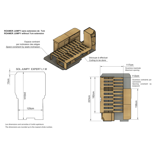 Kit aménagement Roamer universel Simplet Vans | pack meubles bois pour van et fourgon | H2R Equipements