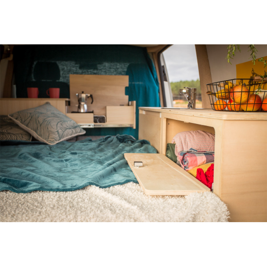 Kit meuble Nomad Universel Simple Vans | Pack aménagement bois à assemble pour van | H2R Equipements