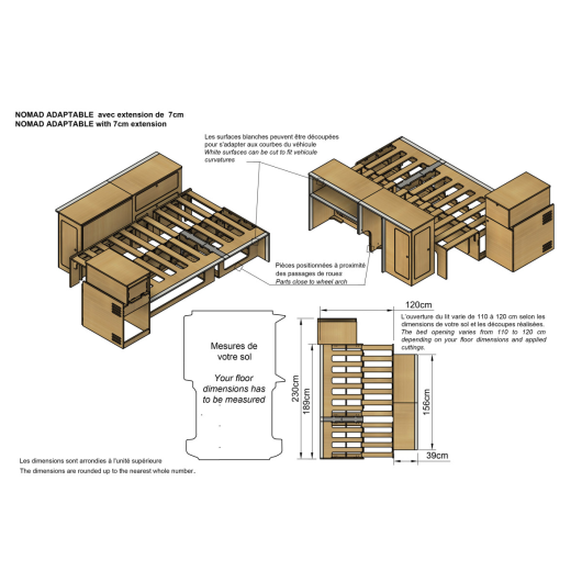 Kit meuble Nomad Universel Simple Vans | Pack aménagement bois à assemble pour van | H2R Equipements