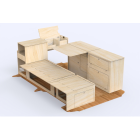 Kit meuble Nomad Universel Simple Vans | Pack aménagement bois à assemble pour van | H2R Equipements