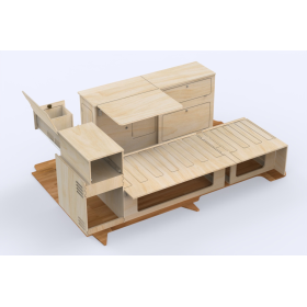 Kit meuble Nomad Universel Simple Vans | Pack aménagement bois à assemble pour van | H2R Equipements