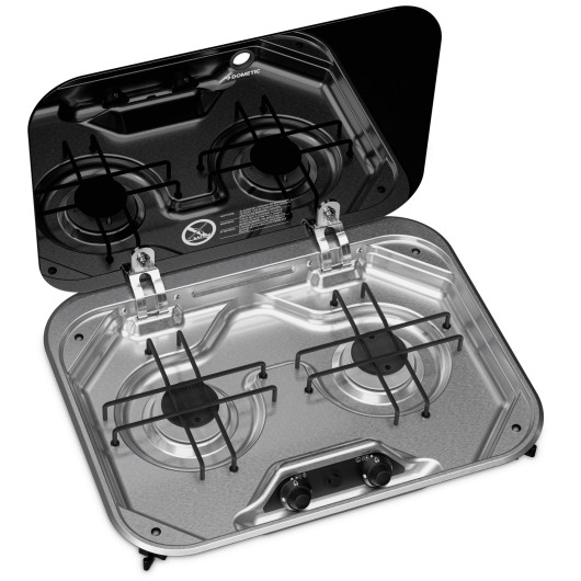 Plan de cuisson gaz Dometic PI8022 - plaque 2 feux avec couvercle verre pour van, camping-car et fourgon