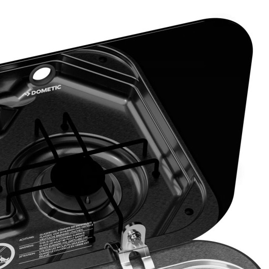 Plan de cuisson gaz Dometic PI8022 - plaque 2 feux van et camping-car - Couvercle en verre de sécurité