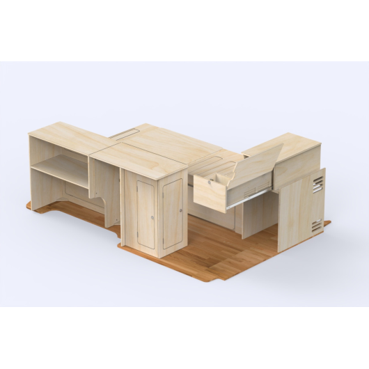 Meuble Nomad Trafic  3 Simple Vans | Kit aménagement bois complet pour van et fourgon | H2R Equipements