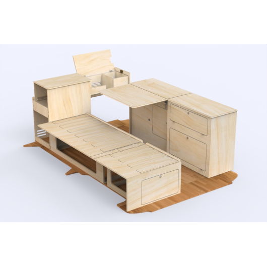 Meuble Nomad Jumpy-Expert 3 Simple Vans | Kit aménagement bois complet pour van et fourgon | H2R Equipements