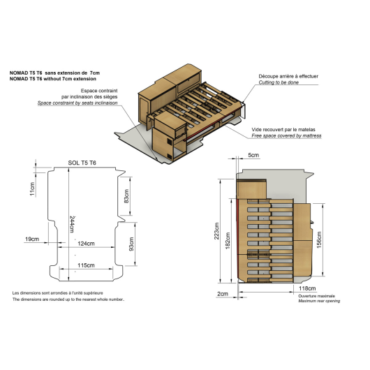Meuble Nomad VW T5-T6 Simple Vans | Kit aménagement bois complet pour van et fourgon | H2R Equipements