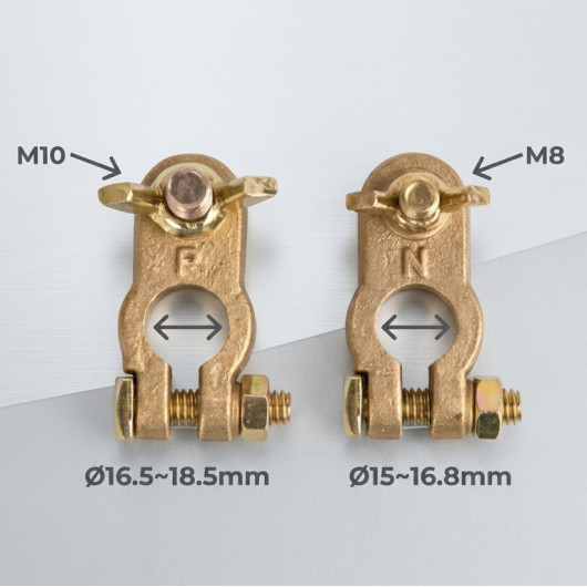 Bornes de batterie laiton M10 M8 Haba