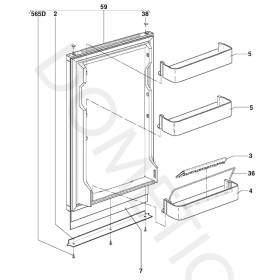 Pièces détachées frigo à absorption trimixte DOMETIC RM 5310 - éclaté porte