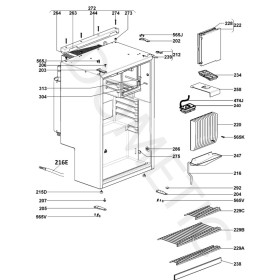 Pièces détachées frigo à absorption trimixte DOMETIC RM 5310 - éclaté porte