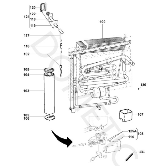 Pièces détachées frigo à absorption trimixte DOMETIC RM 5310 - éclaté générateur de froid