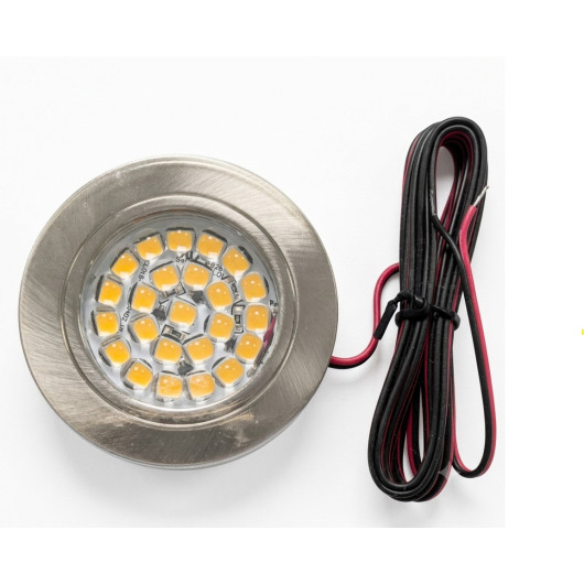 CARBEST spote 24 led inox finition nikel avec 2m de câble vu de haut