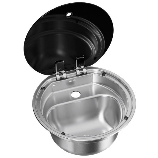 Évier inox rond Dometic CVS1350RGC à couvercle verre - Ø 350 mm encastrable pour van et camping-car