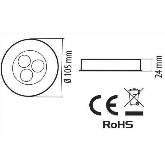 CARBEST Plafonnier orientable 3 LED 12V - Schéma de dimensions
