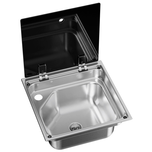 Évier inox Dometic CVS1350GC à couvercle verre - 350 x 350 mm encastrable pour van et fourgon