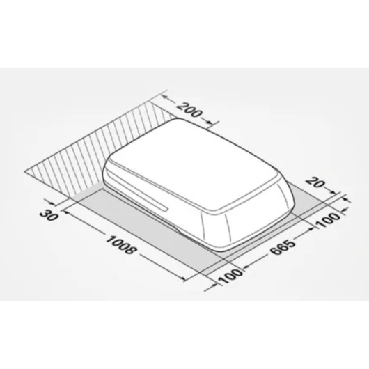 Climatiseur Truma Aventa Comfort 2ème génération - 2500 W, silencieux, camping-car et caravane - dimensions vue 3D