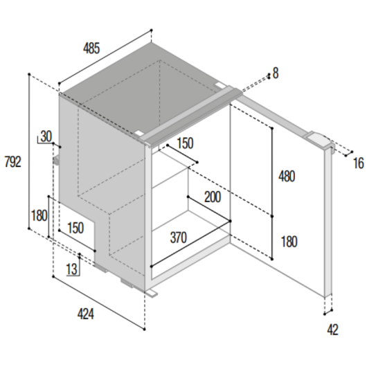 Réfrigérateur-congélateur 85L C85i CHR HP 12/24V Vitrifrigo | dimensions