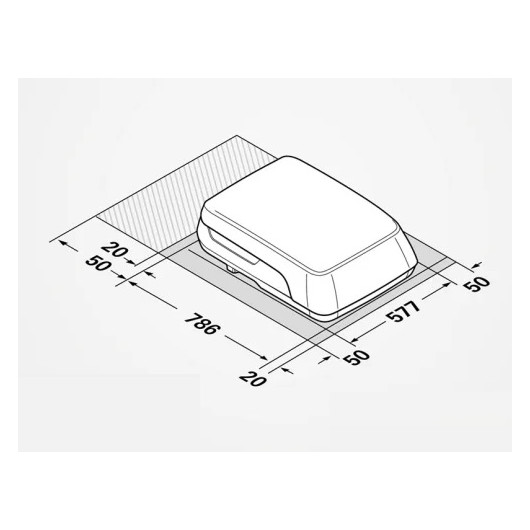 Climatiseur Truma Aventa Compact Plus 2ème génération - 2200W-230V pour van, fourgon et camping-car - schéma dimensions 3D